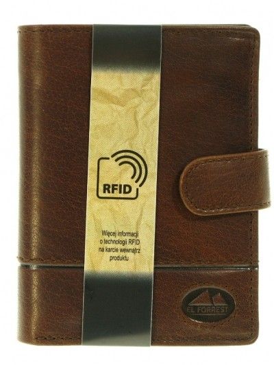 Portfel męski skórzany EL FOREST 1403  RFID brąz skóra